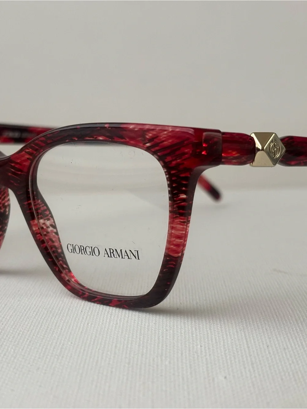 Giorgio Armani Women's Red Tortoiseshell Cat-Eye Optical Frames